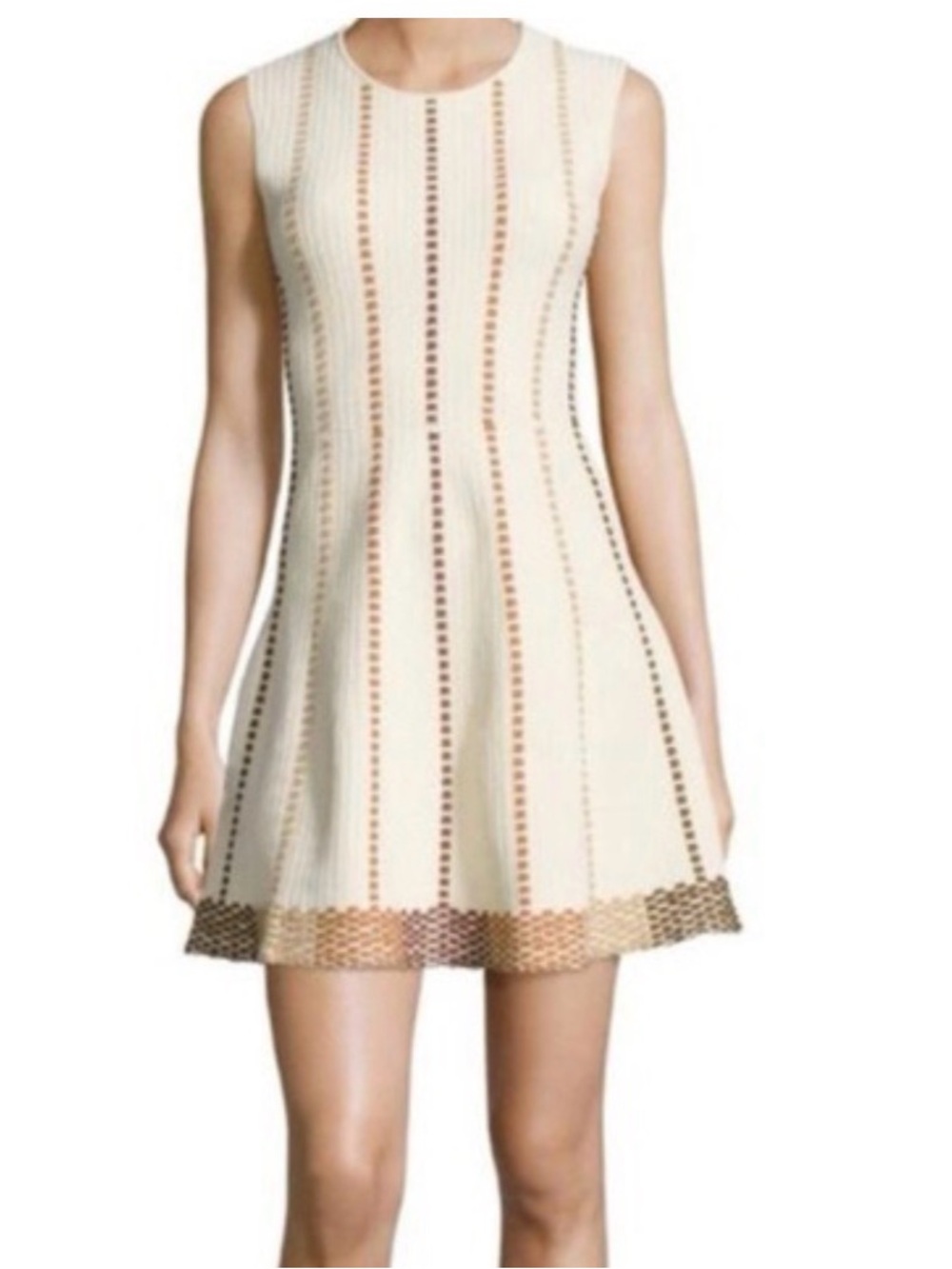 BCBGMAXAZRIA Ivory Eyelet A-Line Mini Dress